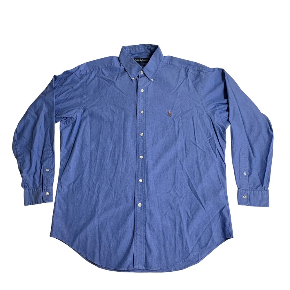 Ralph Lauren Men's 16.5-35 Blue Yarmouth‎ Oxford Long Sleeve Shirt Hong Kong EUC